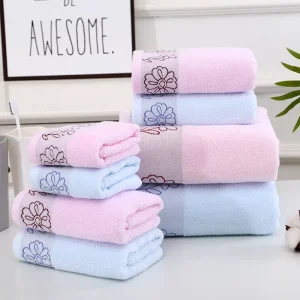 100% Pure Cotton Home Towels Extra-Large Cotton Bath Towels Colorfast Through Washing Premium Cut Pile Design Gift Towel Set