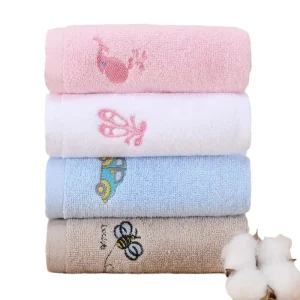 100% Pure Cotton Towels Embroidered Children’s Cartoon Towel Face Cloth for Baby