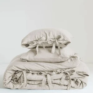 100% Pure Linen Duvet Cover Set 3 Pcs Flax Breathable Sheet Sets 4pcs Tie Closure