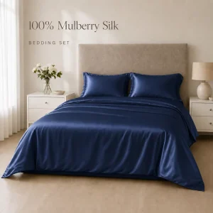 100 Pure Silk Blue White Purple Black Grey Color Sheets Seamless Duvet Covers Twin Queen King Standard Bedding Set