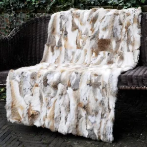 100% Rabbit Fur Sofa Throw Blanket Soft Warm Handmade Solid Color Four Seasons Anti bacteria Portable for Home Airplane Use
