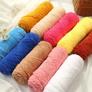 100% Recycled Polyester Chenille Yarn 75g High Tenacity Soft Dyed Fancy Thread for Hand Knitting Weaving