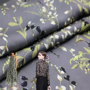 100% Recycled Polyester Fabric Breathable Digital Printed Lightweight Woven Silk Chiffon Crinkle Fabric Girls Lining