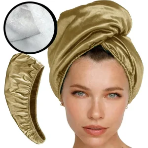 100% Silk Double Layer Hair Wrap Towel Natural Curly Hair Turban for Women Hair Drying & Travel Friendly Easy Twist Towel Cap
