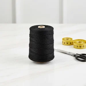 100% Spun Polyester Dyed Yarn 20s 16s 12s 10s 6s Black Weaving Yarn