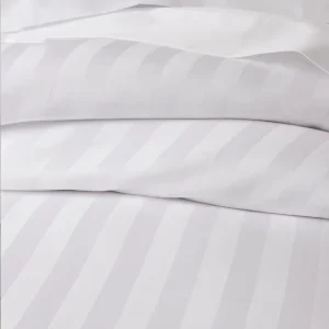 100% Stripe White Bedding Fabric 5mm 1cm 2cm 3cm Stripe Satin bleached Fabric for Hotel