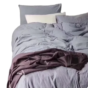 100% Washed Cotton Bedding Set Solid Color Ash Grey Color 4pc Duvet Cover Comforter Set Bed Sheet Set