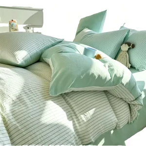 100% Washed Cotton Bedding Set with Linen Like Handle Oeko Tex Certified and Suitable for Allergy Sufferers