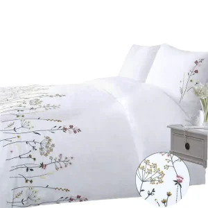 100% cotton white embroidery duvet cover set bedding set