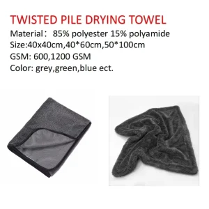 1000 1400gsm Car Drying Towel 60x90cm Car Wash Fibre Towel Twisted Loop Drying Towel