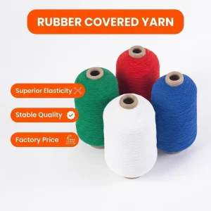 100#75/75 Dyed Elastic Core Spun Spandex Yarn High Tenacity S/Z Twist Rubber Thread Covered for Textile Weaving