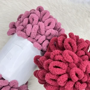 100G 100% Polyester Dyed Ring Spun Finger Circle Ball Yarn Chunky Fancy Yarn Puffy Chenille for Hand Knitting