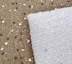 100P 650g/m Woven Yarn Dyed Sequined Beads Beautiful Pastoral Style Shiny Metallic Sparkle Tweed Clothing Home Textile for Girls