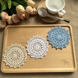 10CM Cotton Lace Table Place Mat Cloth Pad Crochet Cup Glass Coaster Placemat Doilies Mug Holder