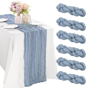10Ft Dusty Blue Cheesecloth Table Runner Cheesecloth Gauze Table Runner for Party Wedding Bridal Shower Fall Thanksgiving