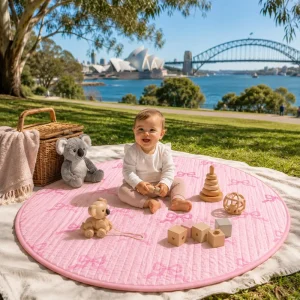 10Pcs Infant Activity Tummy Time Mat Organic Cotton Quilted Diamond Crawling Rug Plush Baby Round Play Mat