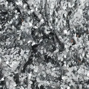 10mm Large Sequin Embroidery Korean Mesh Fabric S-Shape Wave Pattern Lace for Stage Performance Wear & Party Dress