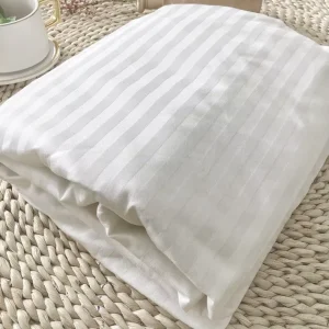 10mm Stripe White Fitted Sheets Adults Plain Style Hotel Queen Twin Bedroom Factory Direct Bleached Flat Sheet