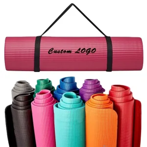 10mm Thick Large Comfortable Gym Exercise Carry Strap NBR Yoga Mat for Pilates and Other Yoga Practices