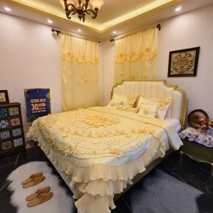 10pcs Luxury Wedding Comforter Bedding Set With Curtains