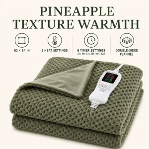 110V Heated Blanket Flannel 62*84 Inch Digital Control 6 Heat Settings Auto Shut off Overheat Protection