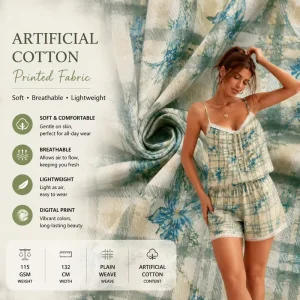 115GSM Medium Weight 100% Artificial Cotton Printed Floral Rayon Fabric Eco-Friendly Girls Dress Blouse Home Textile