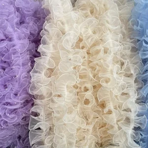 11cm Eco-Friendly Handmade Organza Lace Fabrics Multi Color Beaded Mirror Edging Curtain Clothing Design Lolita Lace Accessories