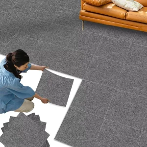 12 Inch Square Self Adhesive Carpet Tile Easy to Peel Stick Commercial Carpet Non Slip Floor Tile for Office Living Room