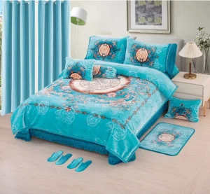 12 Piece Comforter Set Winter Soft Floral Print Durable 100% Polyester Modern Embossed Blanket Set Curtains in Stock