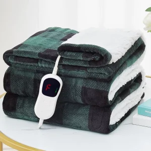12 Volt 180×160 Warm Electric Heated Throw Fleece Blanket Queen Size 100% Polyester Overheating Protection Portable Wearable