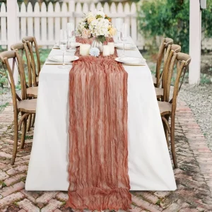120 Inch Cheese Cloth Table Runner Burnt Dusty Blush Pink Lilac Sage Green Gauze for Weddings Dining Table Runner