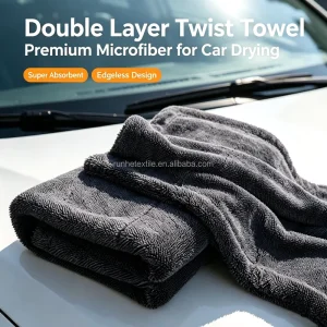 1200GSM 60*90CM Microfiber Car Drying Towel Absorbent Scratch and Lint Free Car Wash Towel Twisted Quick Dry Towel