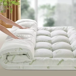 1200GSM Polyester Filled Thick Air Layer Fabric Bamboo Mattress Pads Toppers Bed Skirt Deep Pocket up to 21 Inch Cool in Summer