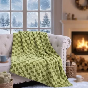 120V Electric Heated Blanket Soft Sherpa Knitted Folded Energy Efficient Machine Washable for Winter Season Home Use
