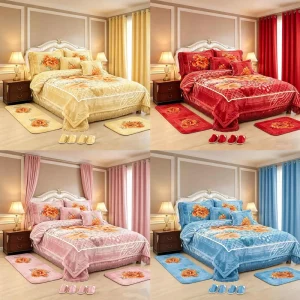 12pc Raschel Blanket Set 2 Ply Thick King Size Embossed for Winter