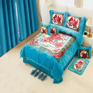12pc Raschel Blanket Set Luxury Fleece Bedding Ultra Soft Warm Cozy Bedding Blanket with Curtains