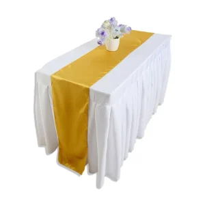 12×108 Inch Wedding Satin Table Runner Table Cloth Solid Golden White Black Blue Red Purple