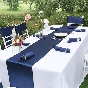 12x108Inch Satin Table Runner Gold Embroidered Banquet Fabric for Wedding Hotel Banquet Bulk Order