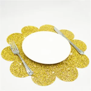 13 Inch Decor Party Crystal Bling Diamond Round Square Flower Nail Salon Pad Washable Bar Place Table Mat Meal Coaster Shinny