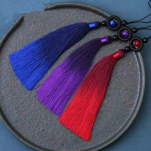 13 cm Long Two-Color Bead Gradient Tassel Polyester Fringe for Clothing Accessory Hairpin Pendant Garment Decorative Curtain Use