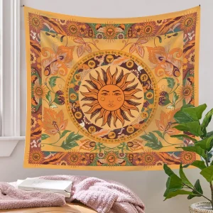130*160cm Tarot Bohemian Tassel Blanket Jacquard Woven Tapestries with Printed Pattern
