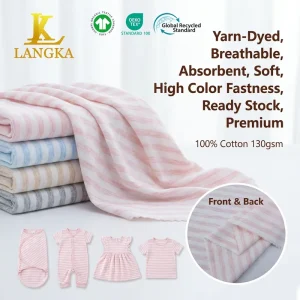 130g 100% Cotton Eco friendly Colored Cotton Fabric Stripe Jersey Children Clothes Fabric