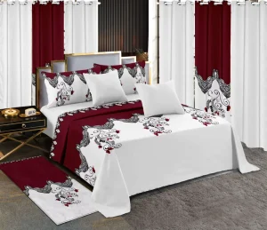 13pcs Printed Plant Pattern Bedding Set Modern Style King Size Bedsheets Carpet Woven Polyester for Home Bedroom