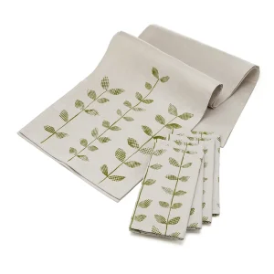 14 X 36 Inch Flower Leave Burlap Wedding Christmas Custom Dining Table Runner Linen Set