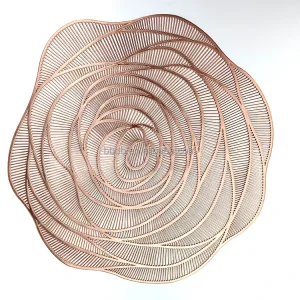15 Inch Non Slip Washable PVC Placemat Rose Flower Shape Table Mats for Dining Table Wedding Party