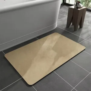 15.7″x23.6″ Beige Modern Washable Bath Mat Rug Rubber Backing Non Slip Quick Dry Absorbent Thin Bathroom Floor Mats Shower