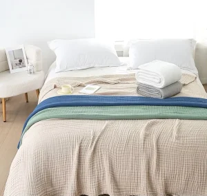 150*200cm Six layer Bubble Muslin Gauze Customizable Pure Cotton Bed Cover BlanketsThickened Large Bath Towel Cross border