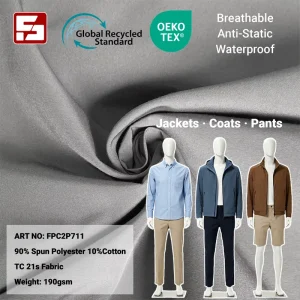 150D*21s 90% Polyester 10% Cotton Textile Fabric Waterproof TC Material for Shirt Jacket Pants Shorts Fashion Apparel Work Wear