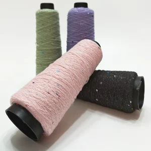 15S 2 Spun Acrylic Fancy Knitting Yarn with Glitter Blend and Sequin Custom Color Garment Use