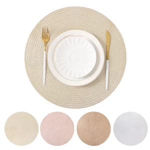 15inch Nordic Round Hollow PVC Placemat Western-style Placemat Heat-resistant and Non-slip Table Mat